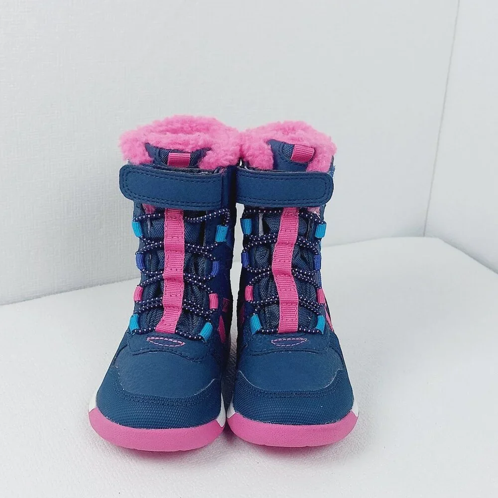 Merrell Girls' Blue Pink Snow Crush 2.0 Waterproof Winter Boots Size 5M